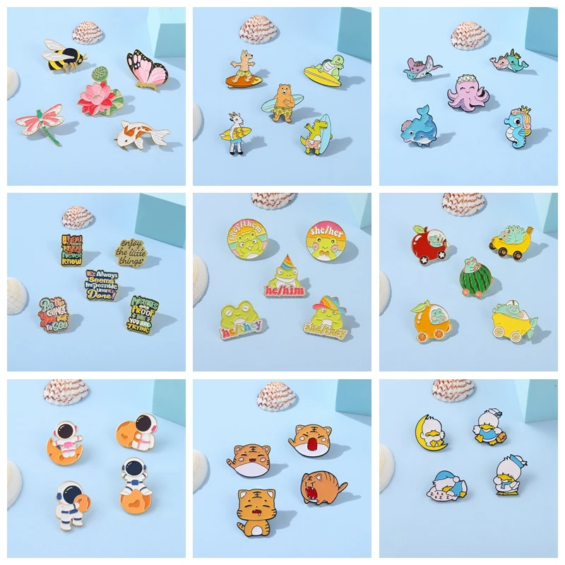 4-5PCS/SET Animal Enamel Pin B - Flower Frog Pin 리뷰 및 가격